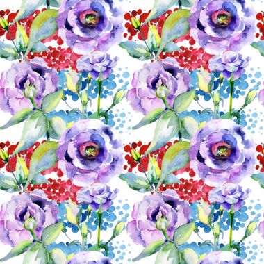 Kır çiçeği eustoma çiçek deseni suluboya tarzında.