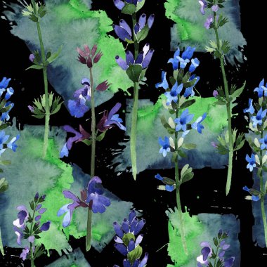 Kır çiçeği lavanta çiçek deseni suluboya tarzında.