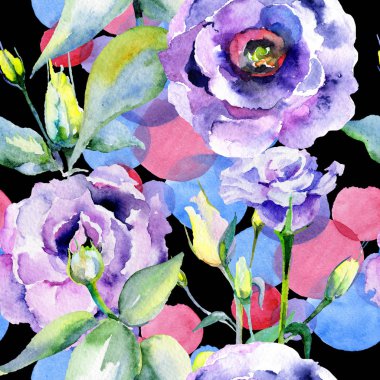 Kır çiçeği eustoma çiçek deseni suluboya tarzında.