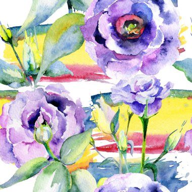 Kır çiçeği eustoma çiçek deseni suluboya tarzında.