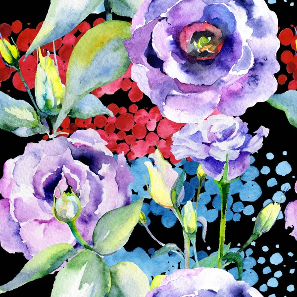 Padrão de flor eustoma Wildflower em um estilo aquarela . — Fotografia de Stock