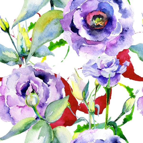 Kır çiçeği eustoma çiçek deseni suluboya tarzında.