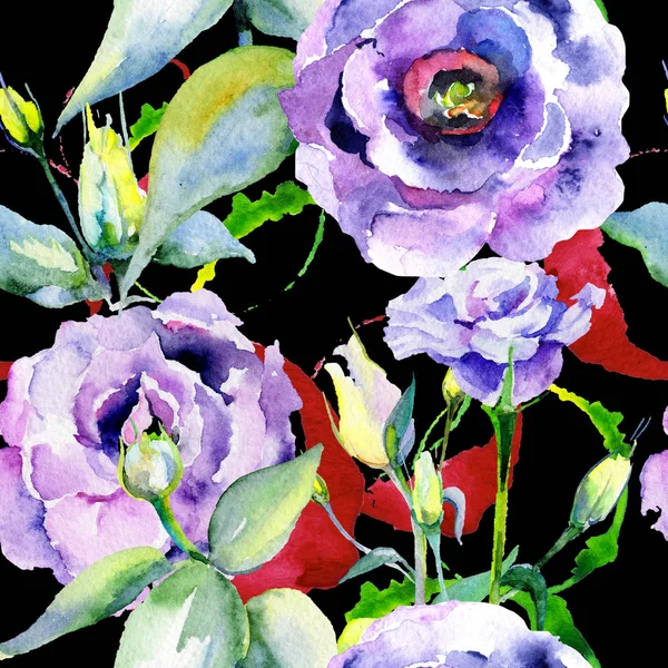 Kır çiçeği eustoma çiçek deseni suluboya tarzında.