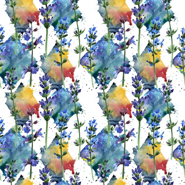 Kır çiçeği lavanta çiçek deseni suluboya tarzında.