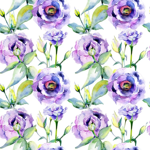 Kır çiçeği eustoma çiçek deseni suluboya tarzında.