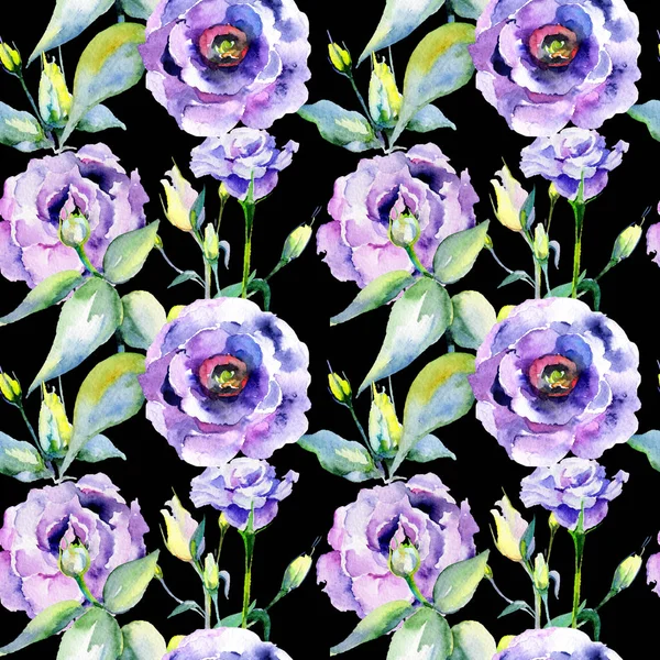 Kır çiçeği eustoma çiçek deseni suluboya tarzında.