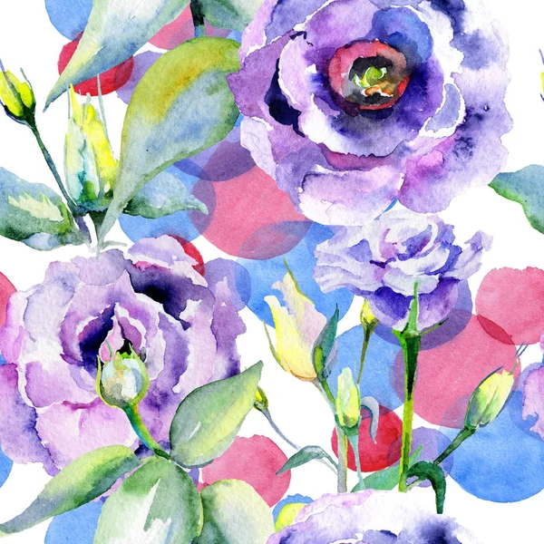 Kır çiçeği eustoma çiçek deseni suluboya tarzında.