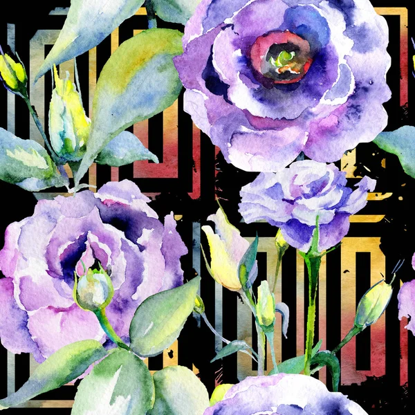 Wildflower eustoma flower pattern in a watercolor style. — Stock Photo, Image