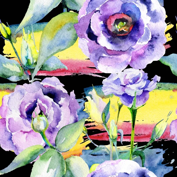Modèle de fleur d'eustomie de fleur sauvage dans un style aquarelle . — Photo