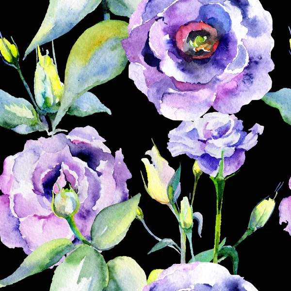 Kır çiçeği eustoma çiçek deseni suluboya tarzında.