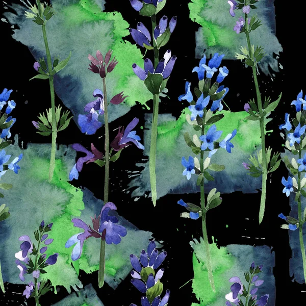 Kır çiçeği lavanta çiçek deseni suluboya tarzında.