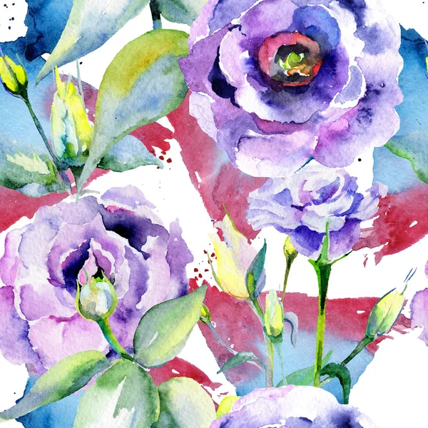 Kır çiçeği eustoma çiçek deseni suluboya tarzında.