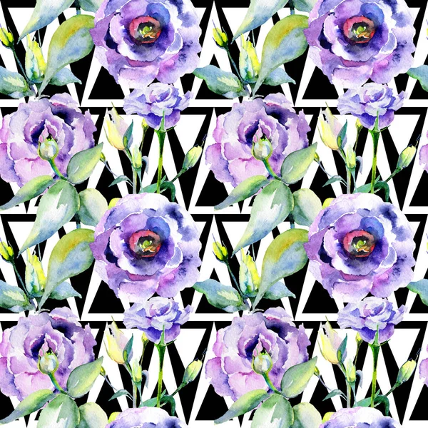 Kır çiçeği eustoma çiçek deseni suluboya tarzında.