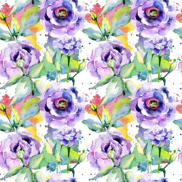 Kır çiçeği eustoma çiçek deseni suluboya tarzında.