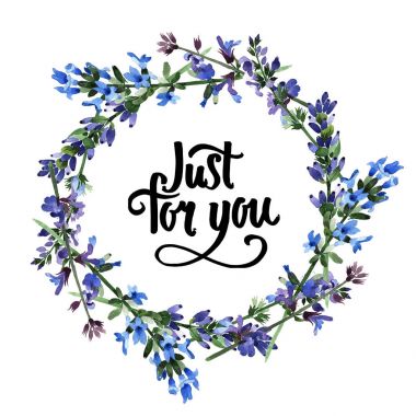 Kır çiçeği lavanta çiçek çelenk suluboya tarzında.