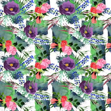 Buket çiçek deseni suluboya tarzında.