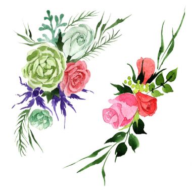 Buket çiçek izole bir suluboya tarzında.