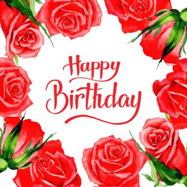 Kır çiçeği gül çiçek çerçeve suluboya tarzında.