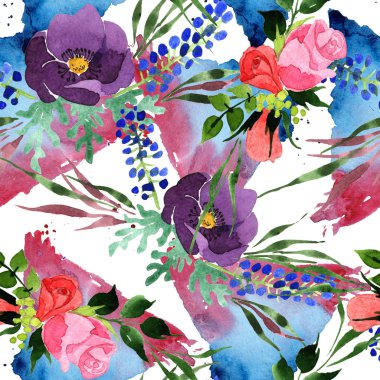 Buket çiçek deseni suluboya tarzında.