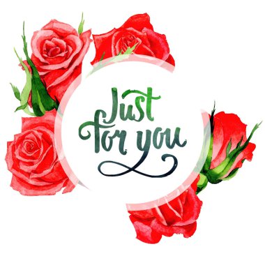 Kır çiçeği gül çiçek çerçeve suluboya tarzında.