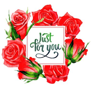 Kır çiçeği gül çiçek çerçeve suluboya tarzında.