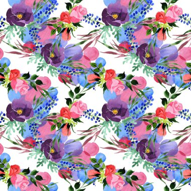 Buket çiçek deseni suluboya tarzında.