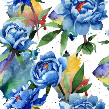 Kır çiçeği peony çiçek deseni suluboya tarzında.