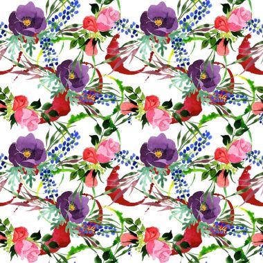 Buket çiçek deseni suluboya tarzında.