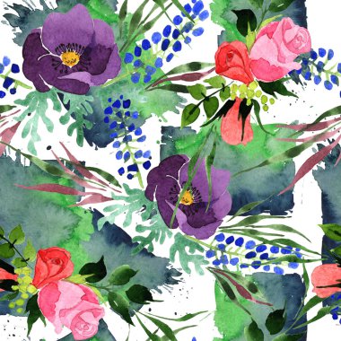 Buket çiçek deseni suluboya tarzında.