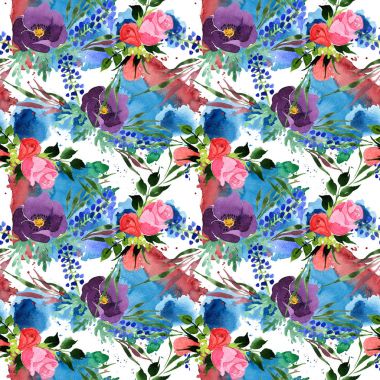 Buket çiçek deseni suluboya tarzında.