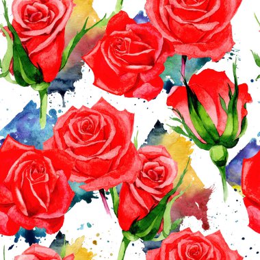 Kır çiçeği gül çiçek deseni suluboya tarzında.