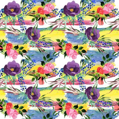 Buket çiçek deseni suluboya tarzında.