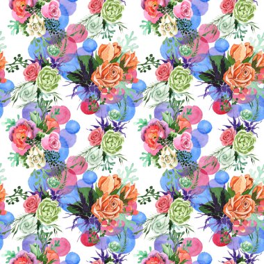 Buket çiçek deseni suluboya tarzında.