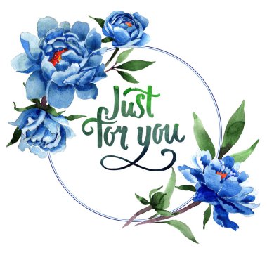 Kır çiçeği peony çiçek çelenk suluboya tarzında.