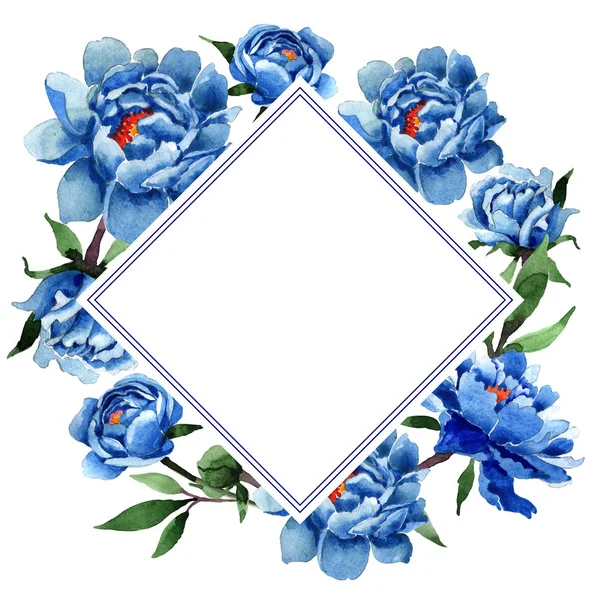 Wildflower peony flower frame in a watercolor style. — Stock Photo, Image