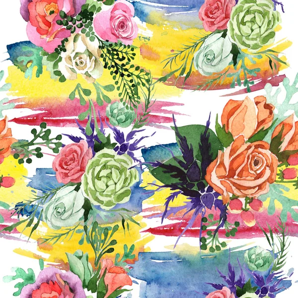 Bouquet motif de fleurs dans un style aquarelle . — Photo