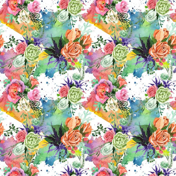 Bouquet flower pattern in a watercolor style. — Stock Photo, Image