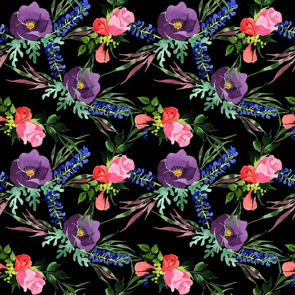 Buket çiçek deseni suluboya tarzında.