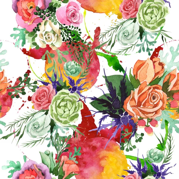 Букет квітковий візерунок в акварельному стилі . — стокове фото