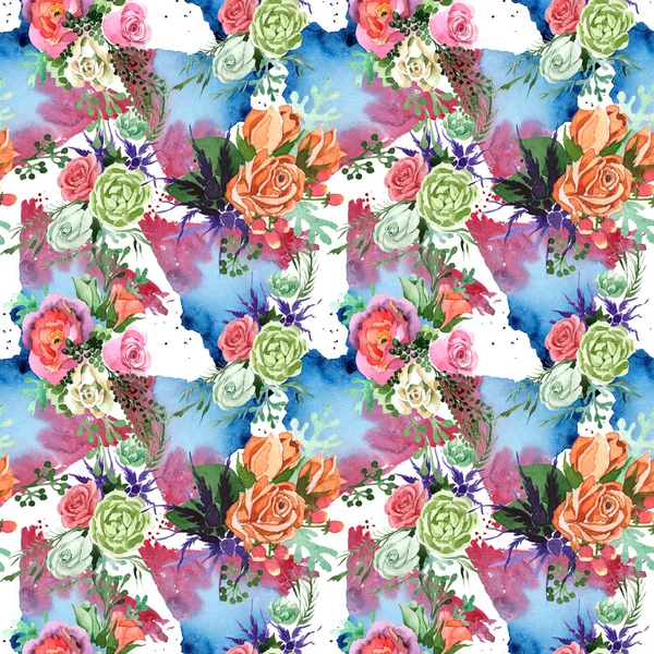 Bouquet flower pattern in a watercolor style. — Stock Photo, Image