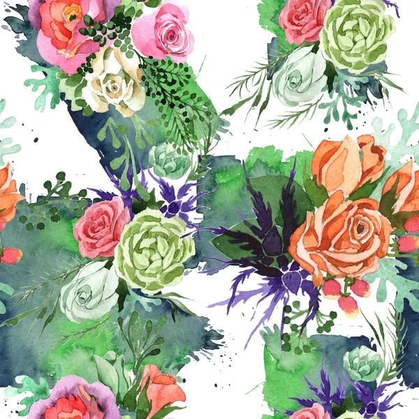 Buket çiçek deseni suluboya tarzında.