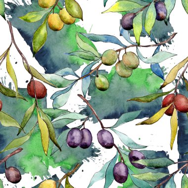 Zeytin ağacı desen suluboya tarzında.