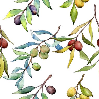 Zeytin ağacı desen suluboya tarzında.