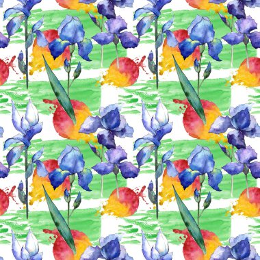 Kır çiçeği Iris çiçek deseni suluboya tarzında.