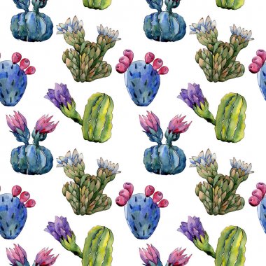 Kır çiçeği kaktüs çiçek deseni suluboya tarzında.