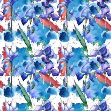 Kır çiçeği Iris çiçek deseni suluboya tarzında.