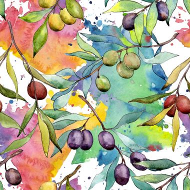 Zeytin ağacı desen suluboya tarzında.