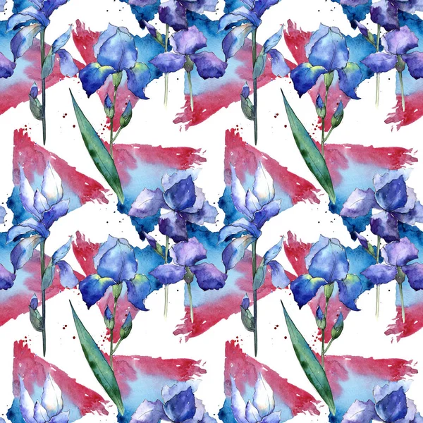 Wildflower iris flower pattern in a watercolor style.