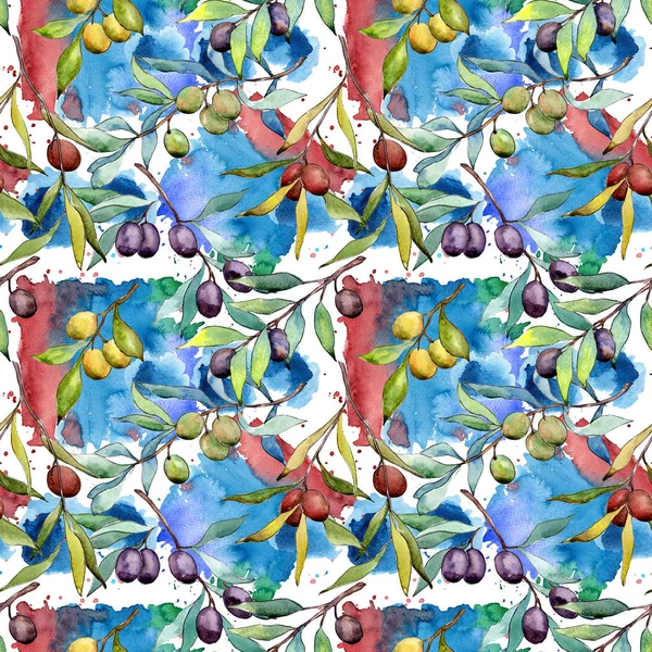 Zeytin ağacı desen suluboya tarzında.