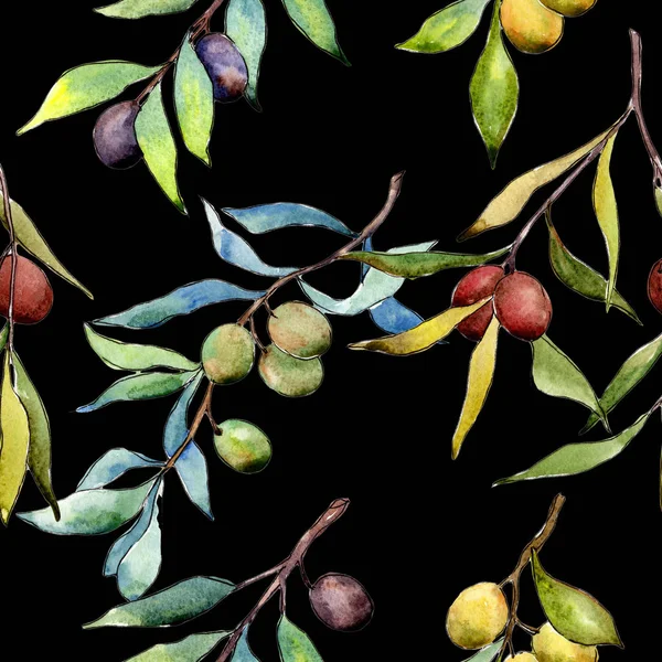 Patrón de olivo en un estilo de acuarela . — Foto de Stock